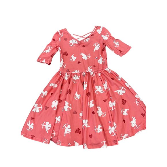 DotDotSmile DDS Girls Pink Cupid Heart Print Dress Size 7 - Picture 1 of 5